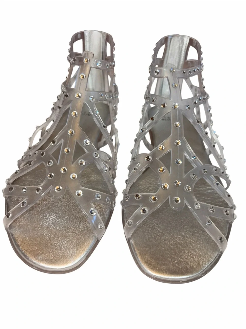 New Jelly Clear gladiator Sandals Stuart Weitzman Crystals Cinderella Bride 9